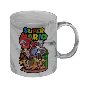 Super mario Jump, Mug ceramic marble style, 330ml