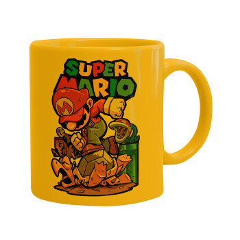 Super mario Jump, Ceramic coffee mug yellow, 330ml (1pcs)