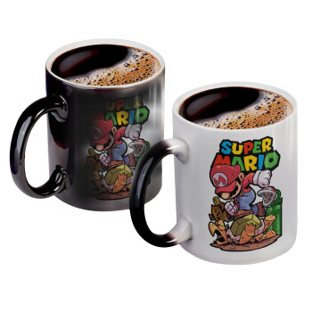 Super mario Jump, Color changing magic Mug, ceramic, 330ml when adding hot liquid inside, the black colour desappears (1 pcs)