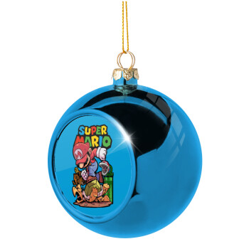 Super mario Jump, Blue Christmas tree ball ornament 8cm