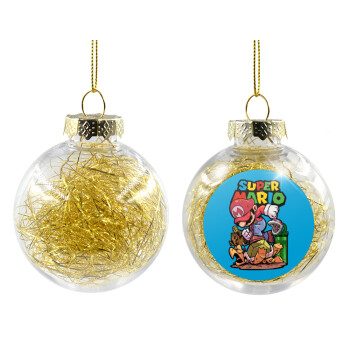 Super mario Jump, Transparent Christmas tree ball ornament with gold filling 8cm