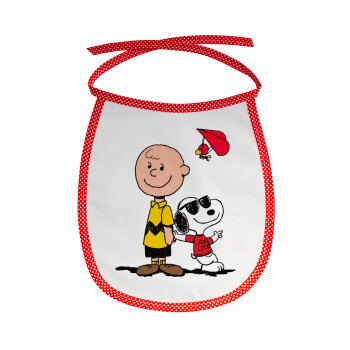 Snoopy & Joe, Σαλιάρα μωρού αλέκιαστη με κορδόνι Κόκκινη