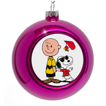 Snoopy & Joe, Purple Christmas tree ornament bauble 8cm