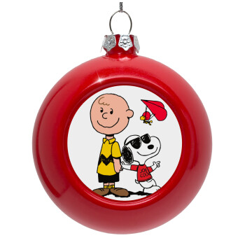 Snoopy & Joe, Red Christmas tree ornament bauble 8cm