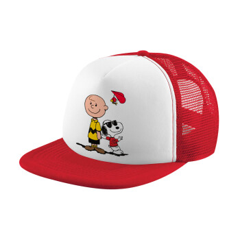 Snoopy & Joe, Καπέλο παιδικό Soft Trucker με Δίχτυ ΚΟΚΚΙΝΟ/ΛΕΥΚΟ (POLYESTER, ΠΑΙΔΙΚΟ, ONE SIZE)