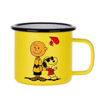Snoopy & Joe, Κούπα Μεταλλική εμαγιέ ΜΑΤ Κίτρινη 360ml