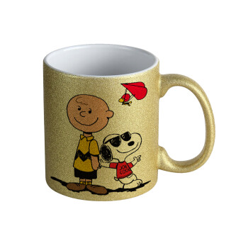 Snoopy & Joe, Κούπα Χρυσή Glitter που γυαλίζει, κεραμική, 330ml