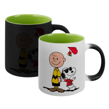 Snoopy & Joe, Κούπα Μαγική εσωτερικό πράσινο, κεραμική 330ml που αλλάζει χρώμα με το ζεστό ρόφημα (1 τεμάχιο)