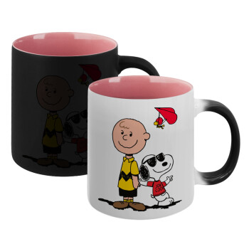 Snoopy & Joe, Κούπα Μαγική εσωτερικό ΡΟΖ, κεραμική 330ml που αλλάζει χρώμα με το ζεστό ρόφημα