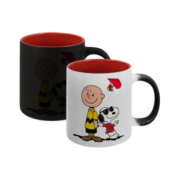 Snoopy & Joe, Κούπα Μαγική εσωτερικό κόκκινο, κεραμική, 330ml που αλλάζει χρώμα με το ζεστό ρόφημα (1 τεμάχιο)