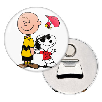 Snoopy & Joe, Μαγνητάκι και ανοιχτήρι μπύρας στρογγυλό διάστασης 5,9cm