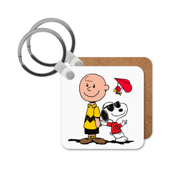 Snoopy & Joe, Μπρελόκ Ξύλινο τετράγωνο MDF