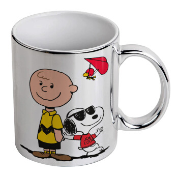 Snoopy & Joe, Mug ceramic, silver mirror, 330ml