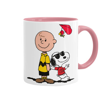 Snoopy & Joe, Κούπα χρωματιστή ροζ, κεραμική, 330ml