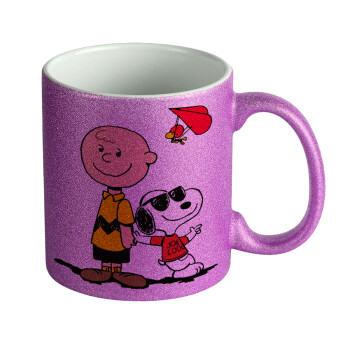 Snoopy & Joe, Κούπα Μωβ Glitter που γυαλίζει, κεραμική, 330ml
