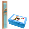 Easter Set, children's snack container BLUE & Easter aromatic flat candle (30cm) (TURQUOISE)