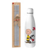 Easter Set, metallic stainless thermos bottle (500ml) & scented flat Easter candle (30cm) (GRAY)