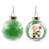 Transparent Christmas tree ball ornament with green filling 8cm