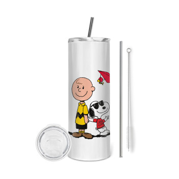 Snoopy & Joe, Eco friendly stainless steel tumbler 600ml, with metal straw & cleaning brush