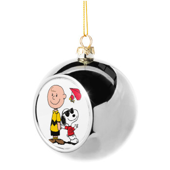 Snoopy & Joe, Silver 8cm Christmas tree ball ornament