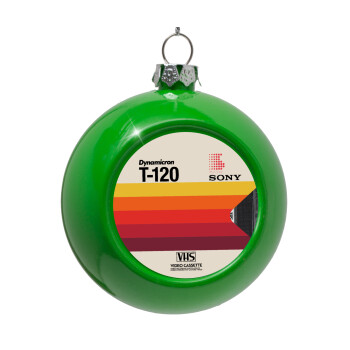 VHS sony dynamicron T-120, Green Christmas tree ornament bauble 8cm