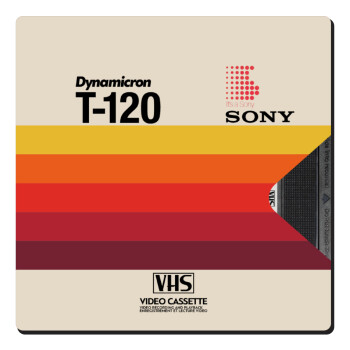 VHS sony dynamicron T-120, Τετράγωνο μαγνητάκι ξύλινο 6x6cm
