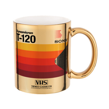 VHS sony dynamicron T-120, Mug ceramic, gold mirror, 330ml