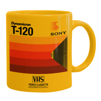 VHS sony dynamicron T-120, Ceramic coffee mug yellow, 330ml (1pcs)