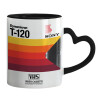 Mug heart black handle, ceramic, 330ml