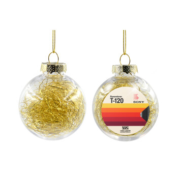 VHS sony dynamicron T-120, Χριστουγεννιάτικη μπάλα δένδρου διάφανη με χρυσό γέμισμα 8cm