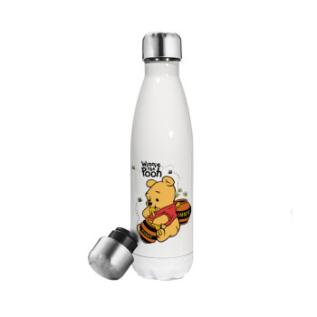 Winnie the Pooh, Metal mug thermos White (Stainless steel), double wall, 500ml