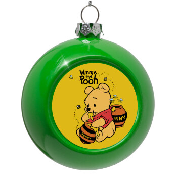 Winnie the Pooh, Green Christmas tree ornament bauble 8cm