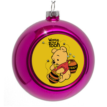 Winnie the Pooh, Purple Christmas tree ornament bauble 8cm