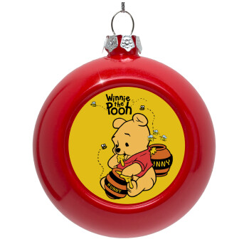 Winnie the Pooh, Red Christmas tree ornament bauble 8cm