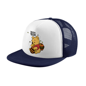 Winnie the Pooh, Adult Soft Trucker Hat with Dark Blue/White Mesh (POLYESTER, ADULT, UNISEX, ONE SIZE)