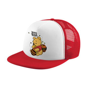 Winnie the Pooh, Children's Soft Trucker Hat with Red/White Mesh (POLYESTER, CHILDREN'S, ONE SIZE)