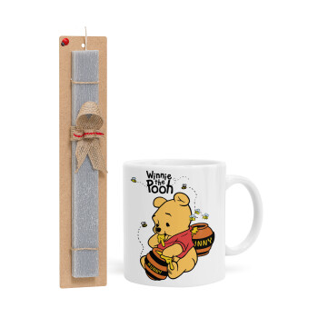 Winnie the Pooh, Πασχαλινό Σετ, Κούπα κεραμική (330ml) & πασχαλινή λαμπάδα αρωματική πλακέ (30cm) (ΓΚΡΙ)