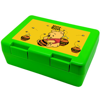 Winnie the Pooh, Children's cookie container GREEN 185x128x65mm (BPA free plastic)