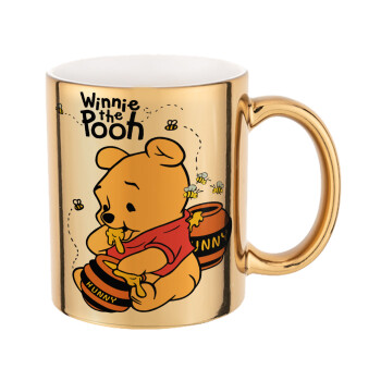 Winnie the Pooh, Mug ceramic, gold mirror, 330ml