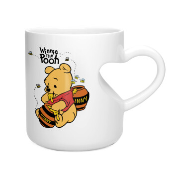 Winnie the Pooh, Κούπα καρδιά λευκή, κεραμική, 330ml