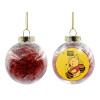 Transparent Christmas tree ball ornament with red filling 8cm