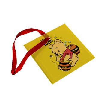 Winnie the Pooh, Christmas ornament, glass square ornament 9x9cm