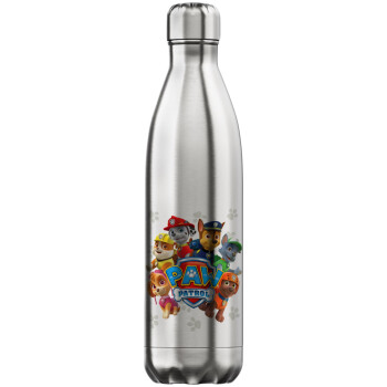 PAW patrol, τα κουτάβια, Μεταλλικό παγούρι θερμός Inox (Stainless steel), διπλού τοιχώματος, 750ml