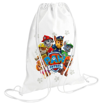 PAW patrol, Backpack pouch GYMBAG white (28x40cm)