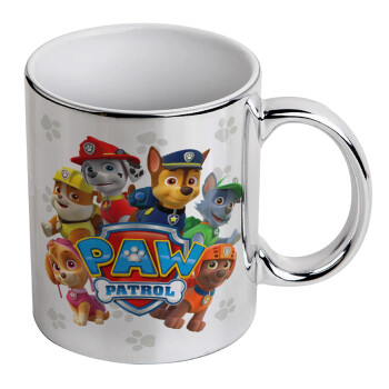 PAW patrol, τα κουτάβια, Κούπα κεραμική, ασημένια καθρέπτης, 330ml