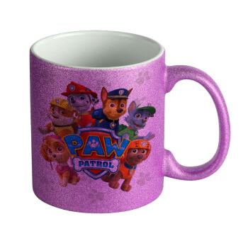 PAW patrol, Κούπα Μωβ Glitter που γυαλίζει, κεραμική, 330ml