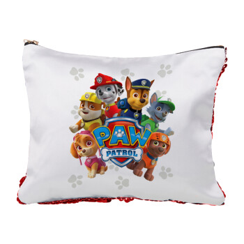 PAW patrol, Τσαντάκι νεσεσέρ με πούλιες (Sequin) Κόκκινο