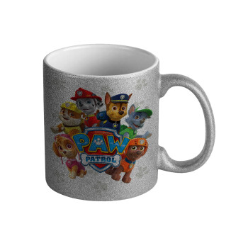 PAW patrol, Κούπα Ασημένια Glitter που γυαλίζει, κεραμική, 330ml