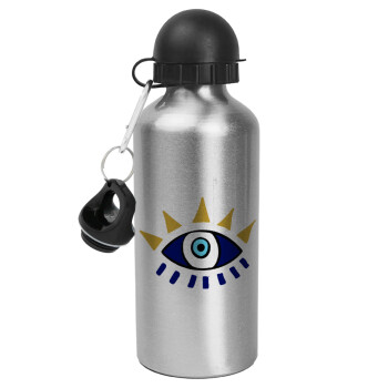 blue evil eye, Metallic water jug, Silver, aluminum 500ml