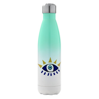 blue evil eye, Metal mug thermos Green/White (Stainless steel), double wall, 500ml